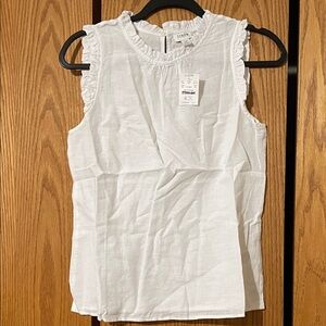 J. Crew White Ruffled Blouse